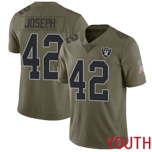 Oakland Raiders Limited Olive Youth Karl Joseph Jersey NFL Football #42 2017 Salute to Service Jersey->youth nfl jersey->Youth Jersey